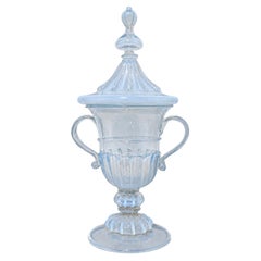 Venetian Opalescent Glass Covered Urn, Attributed Salviati - Early 20th Century
