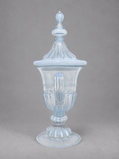 Venetian Opalescent Glass Covered Urn, Attributed Salviati - Early 20th Century