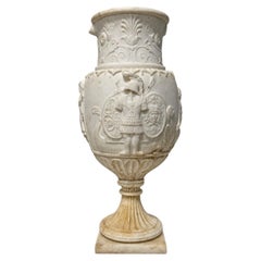 Grand Tour Neoclassical White Marble Urn With Classical Figural Reliefs