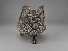 19th C, Bigelow, Kennard & Co. Sterling Silver Floral Repoussé Sauce Boat