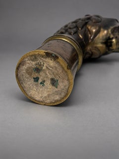 European Patinated and Parcel-Gilt Lion-Head Vesta or Match Safe, Circa 1900