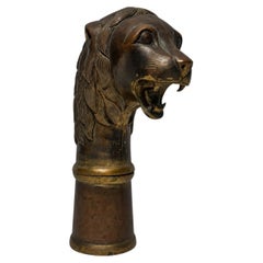 European Patinated and Parcel-Gilt Lion-Head Vesta or Match Safe, Circa 1900