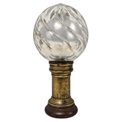 19th Century, French Spiral-Cut Mercury Glass Newel Post Finial With Bronze Base