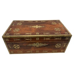 English Regency Brass-Inlaid Rosewood Lap Desk and Dressing Case, circa 1820