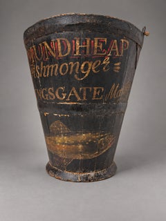 Vintage English Fishmonger’s Bucket With Painted Decoration