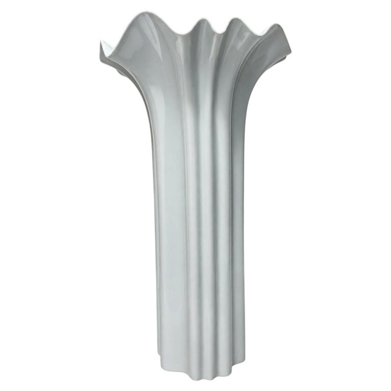 Hutschenreuther German White Porcelain Fluted Floor Vase, 20th Century For Sale at 1stDibs