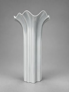 Hutschenreuther German White Porcelain Fluted Floor Vase, 20th Century