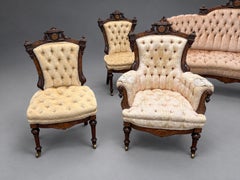 7 Pc, M & H Schrenkeisen or J. Jelliff American Renaissance Revival Parlor Suite