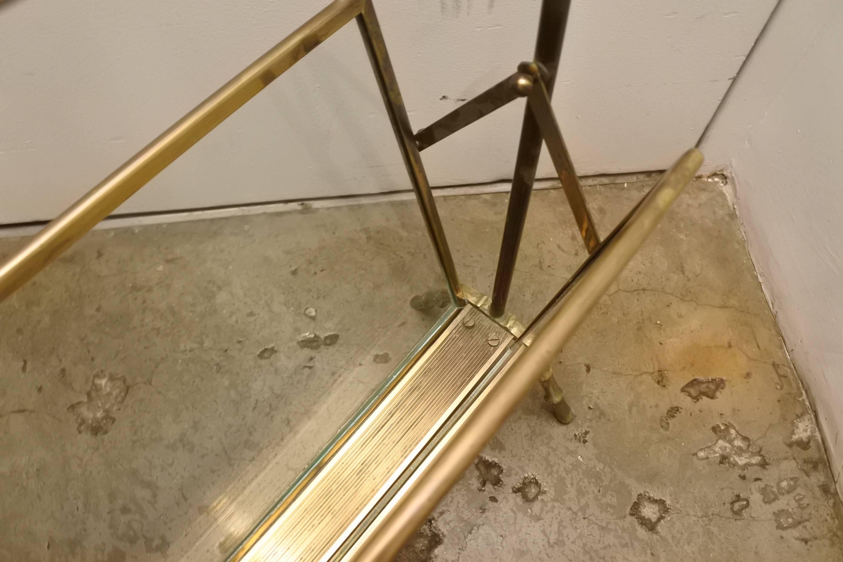 20th Century Maison Baguès Brass and Glass Magazine Rack