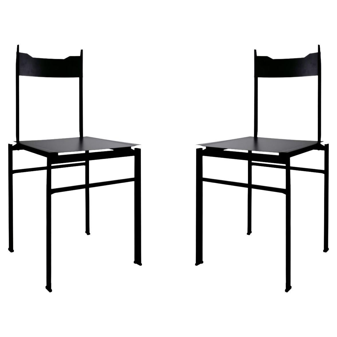 Ensemble de 2 chaises italiennes contemporaines en acier et aluminium, "Ensis" par Errante