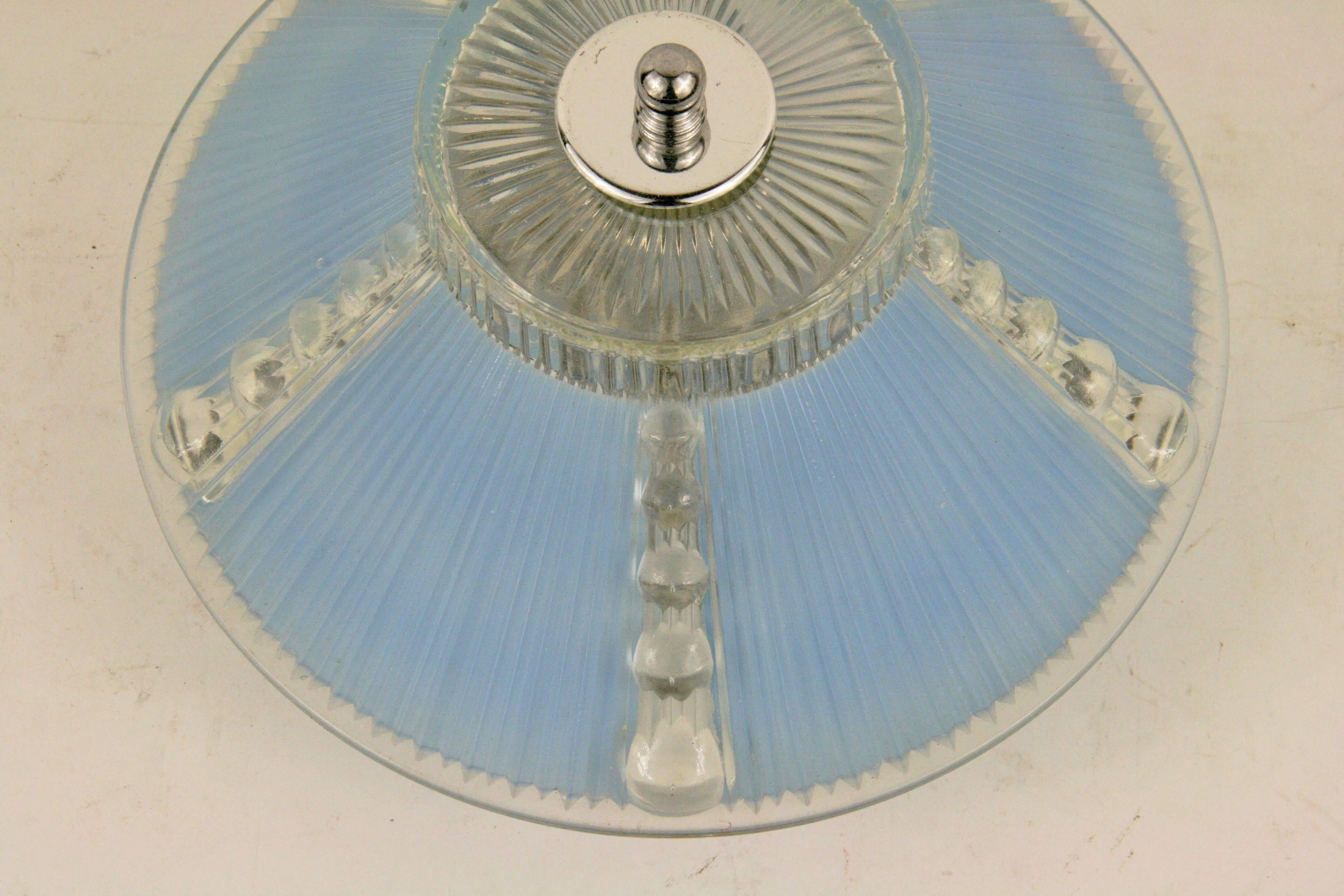 Mid-20th Century Pale Blue Glass Flush Mount