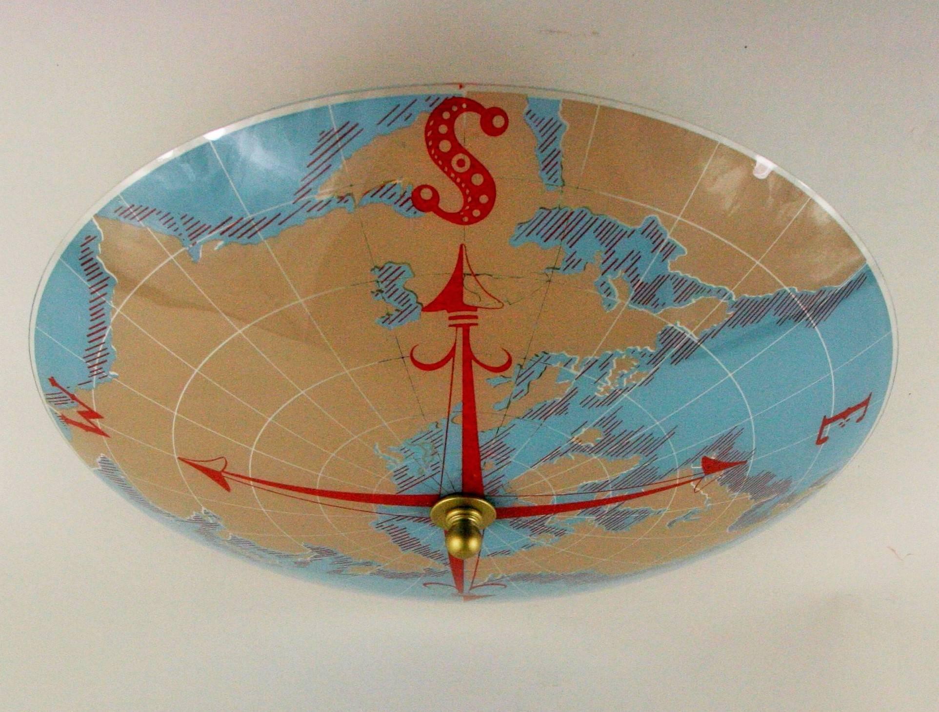 1-3018 nautical compass world map flush mount.
Take 3 Edison based 60 watt bulbs.
Other colors available see 1-3019   1-3020
