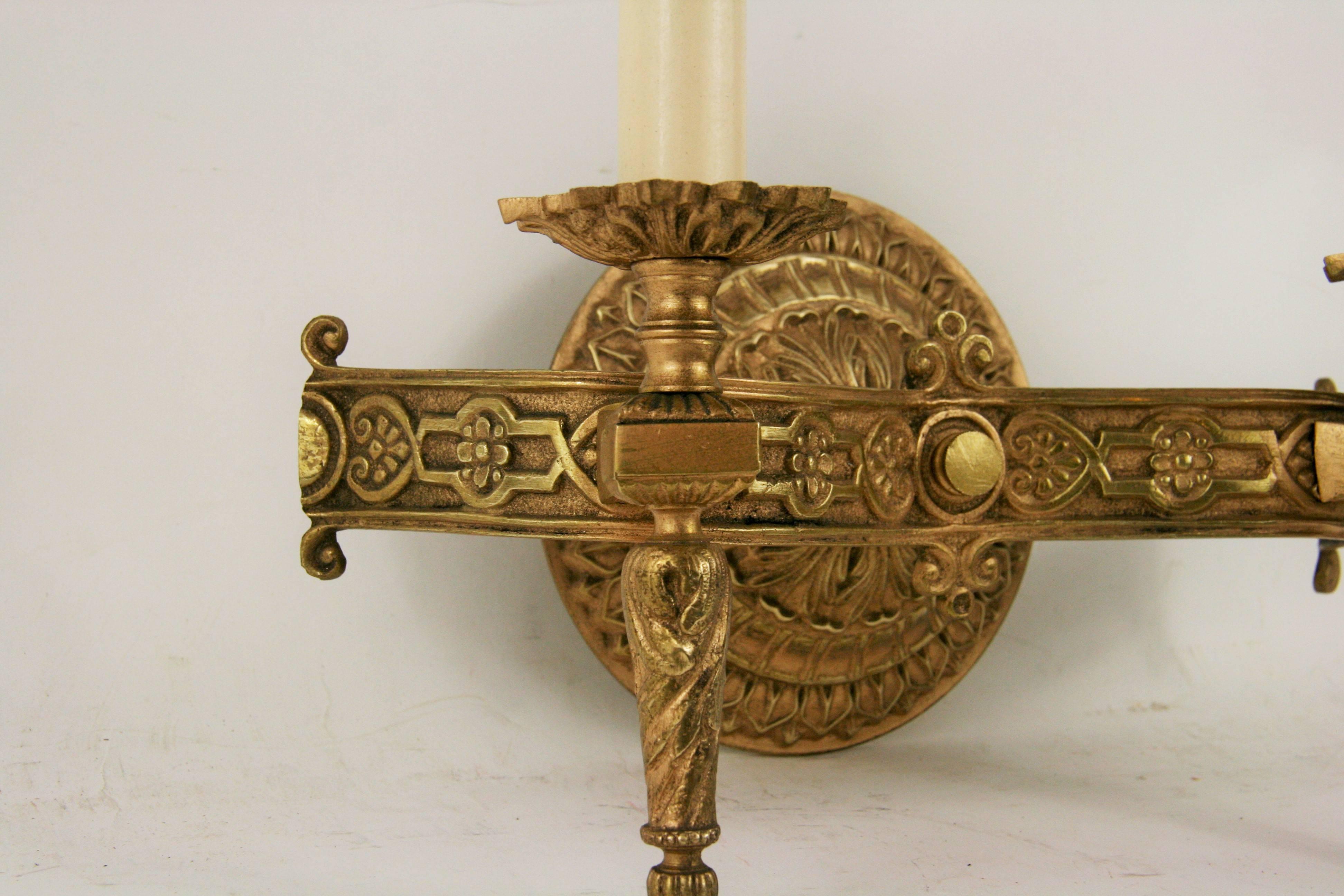 Early 20th Century Pair of Italian Bronze Sconces(2 pair available)