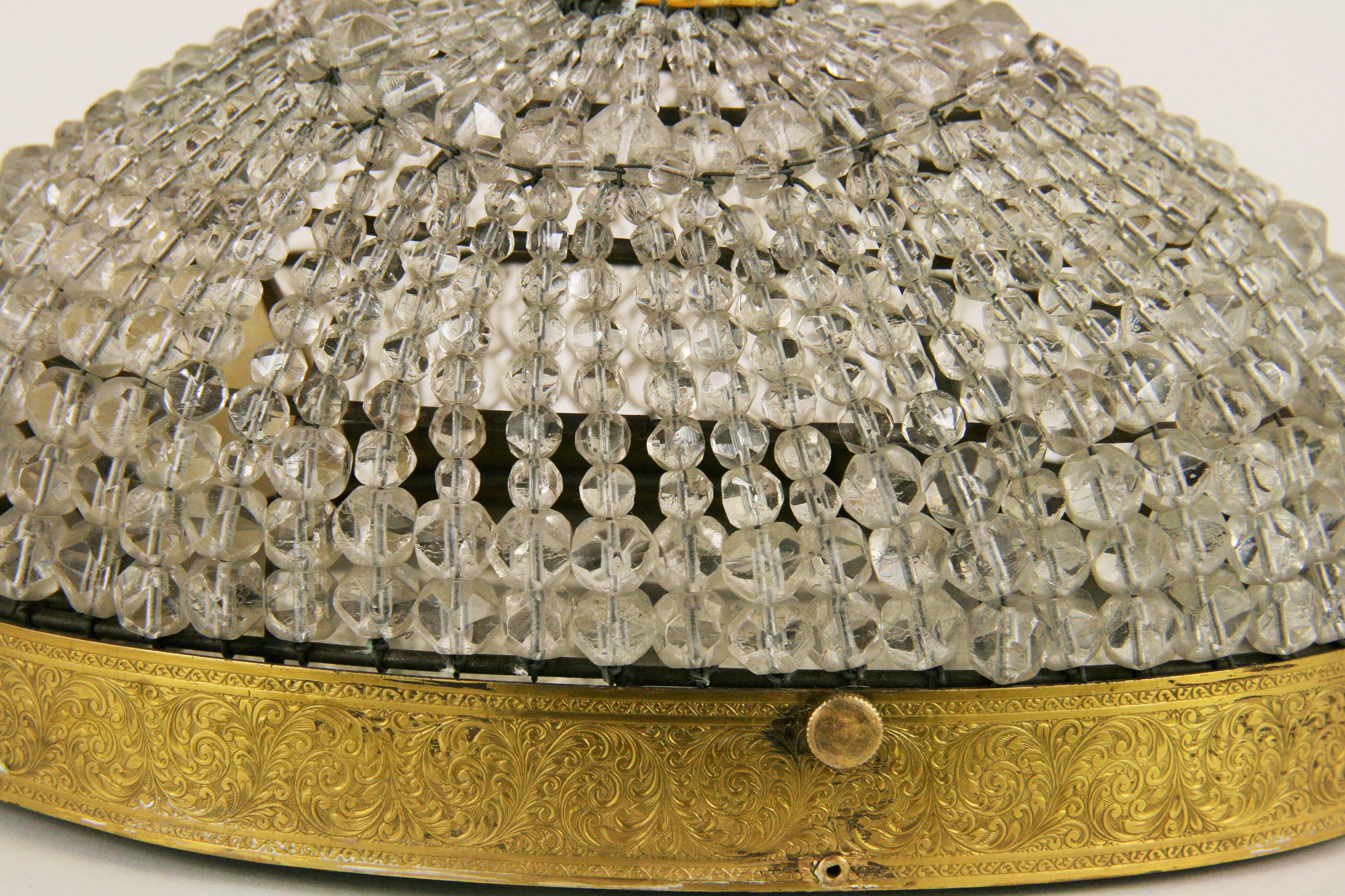 Mid-20th Century Beaded Crystal Flush Mount