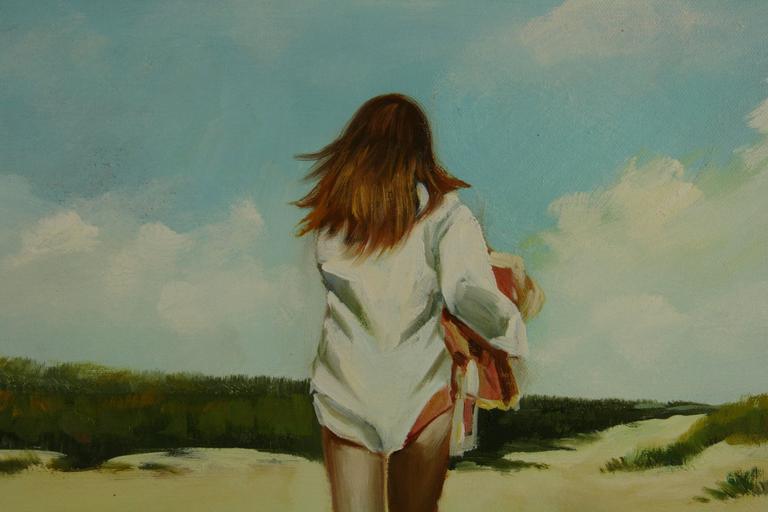 American Beach Walking Painting For Sale