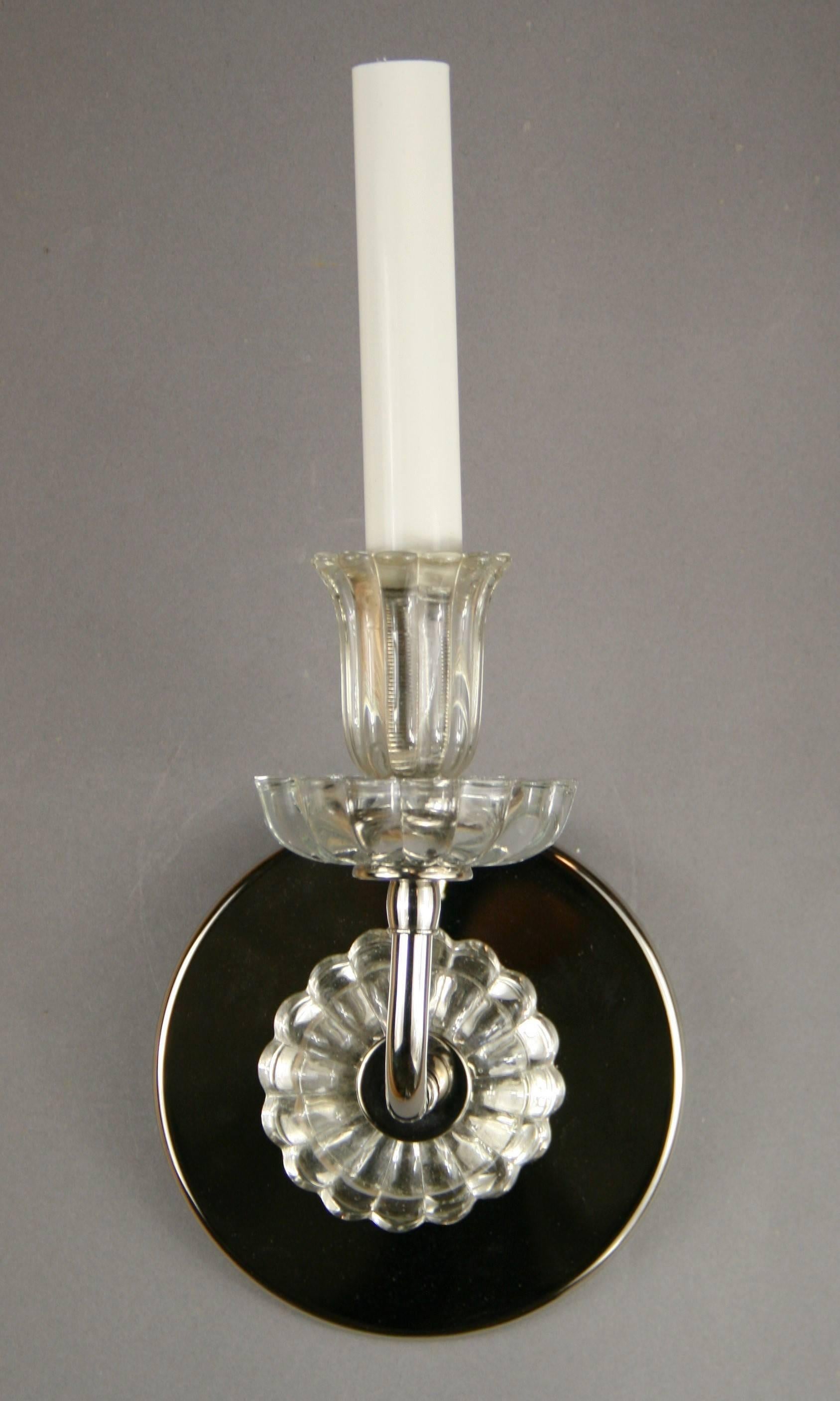 Pair of Tulip Glass Midcentury Sconces In Good Condition In Douglas Manor, NY
