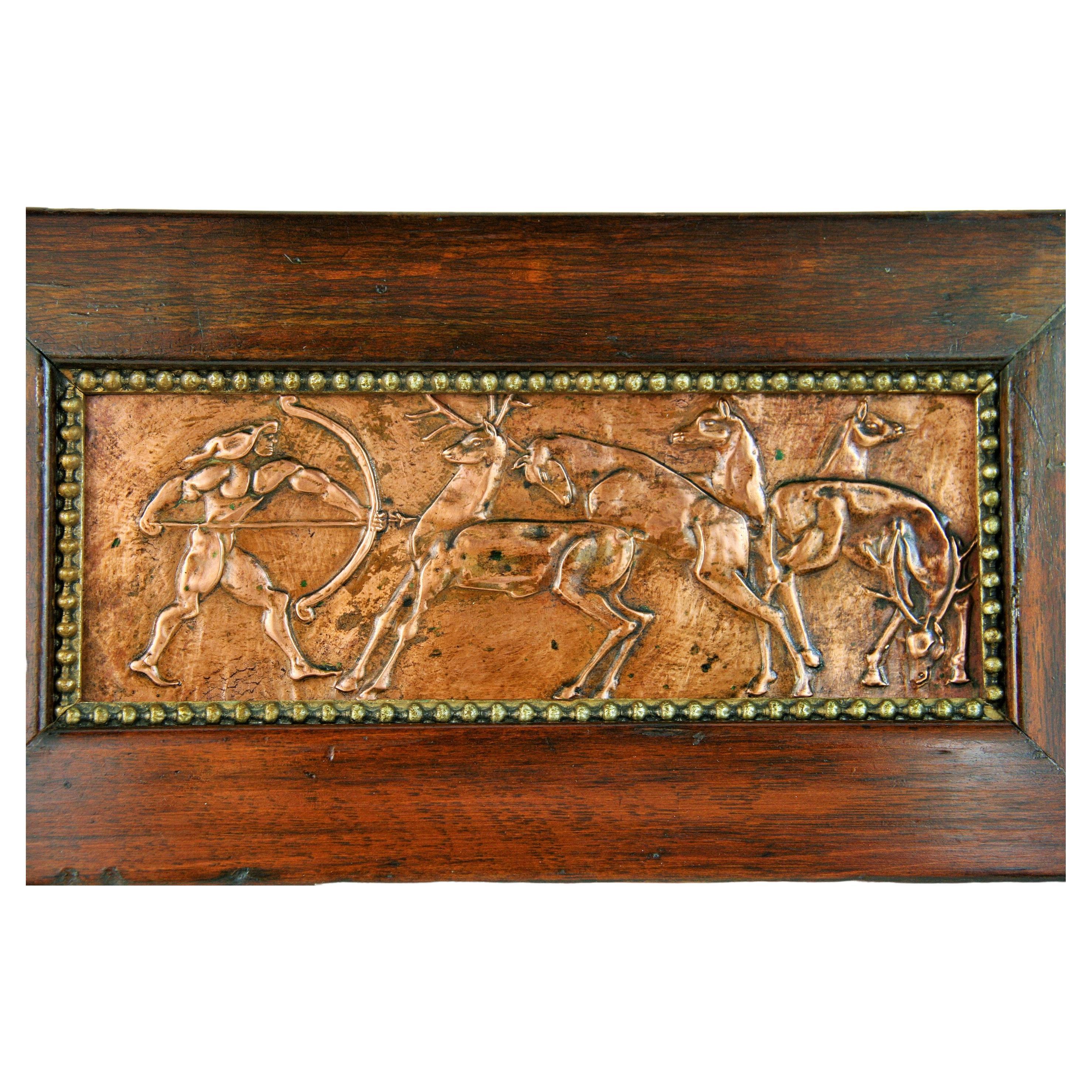 Art Deco Copper Wall Relief, The Hunt circa 1920s