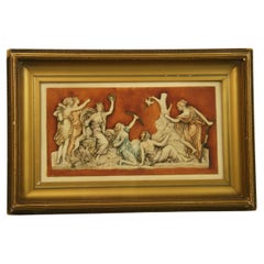 Vintage Italian Mythological Figures Hand Painted Cast Gesso Wall Relief 1930