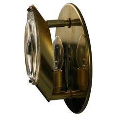 1960 Pair Brass and Glass Lenses Sconces Attributed to Stilnovo 2 Pair Available