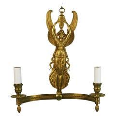  French Empire  Winged Figural Wall Sconces 1920's a Pair
