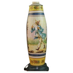 Grande lampe italienne en céramique de faïence peinte à la main, vers 1960