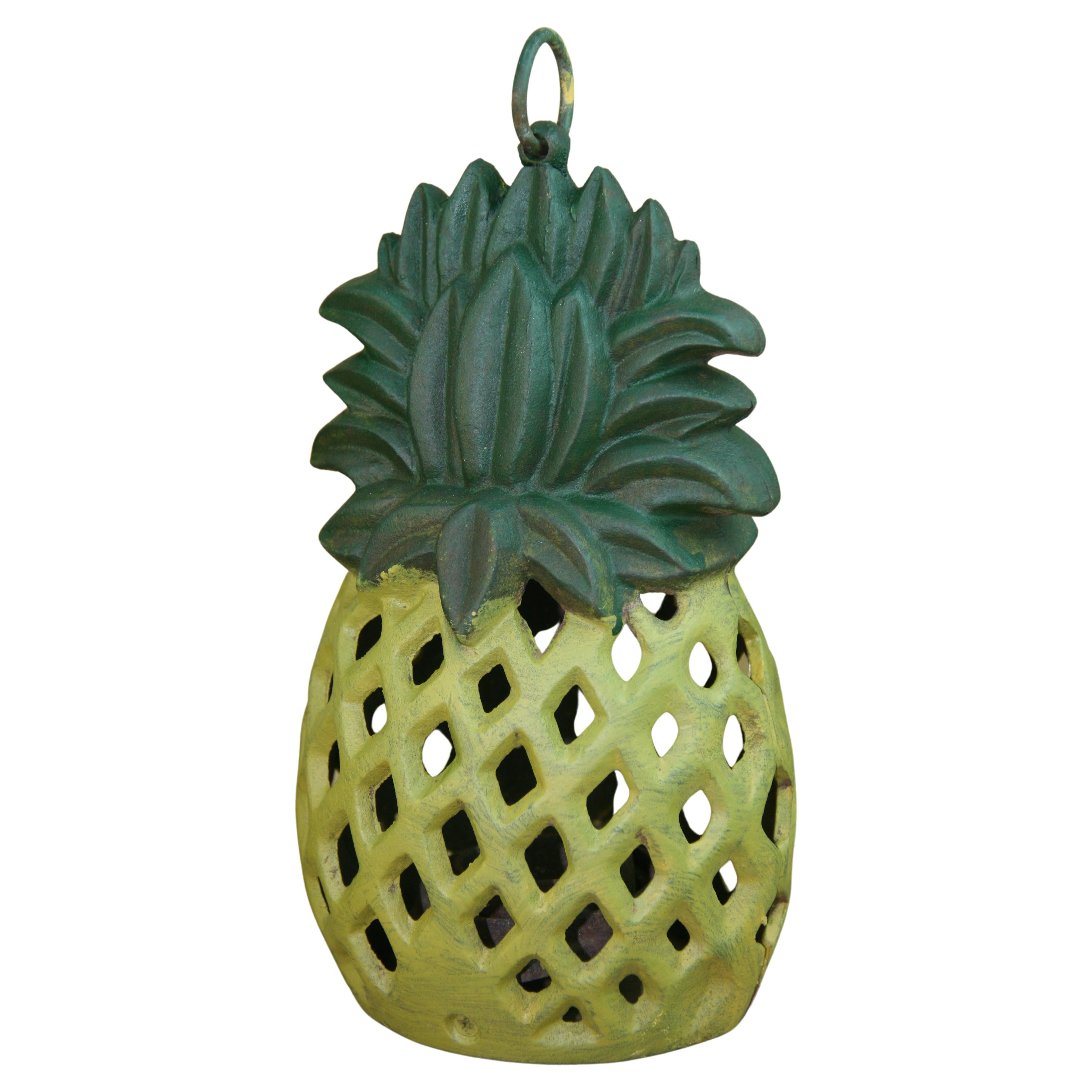 Pareja Antigua Japonesa Piña Pintada a Mano Candelabros de Jardín