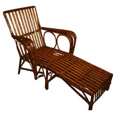 Antique Split Reed Chaise Lounge, 1930's