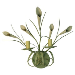 Italian Lillies and Foliate Sage Green Wall Sconces