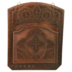 Arte Antiques Wall Hung Tramp Art Hand Carved Walnut Foldability Letter/Magazine Rack