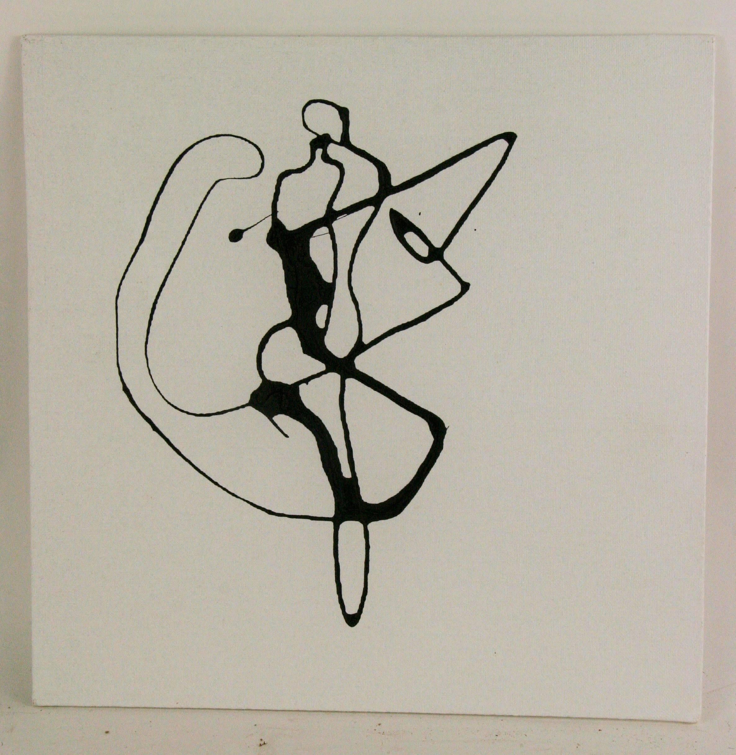 5-100 acrylic abstract dancer on artist canvas board by Jacques Simons.