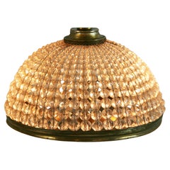 Plafón francés de cuentas de cristal Monturas de latón, 1900-1910 Flushmount