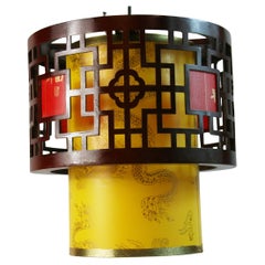 Chinese Wood Fret-work And Fabric Lanterns (6 available)