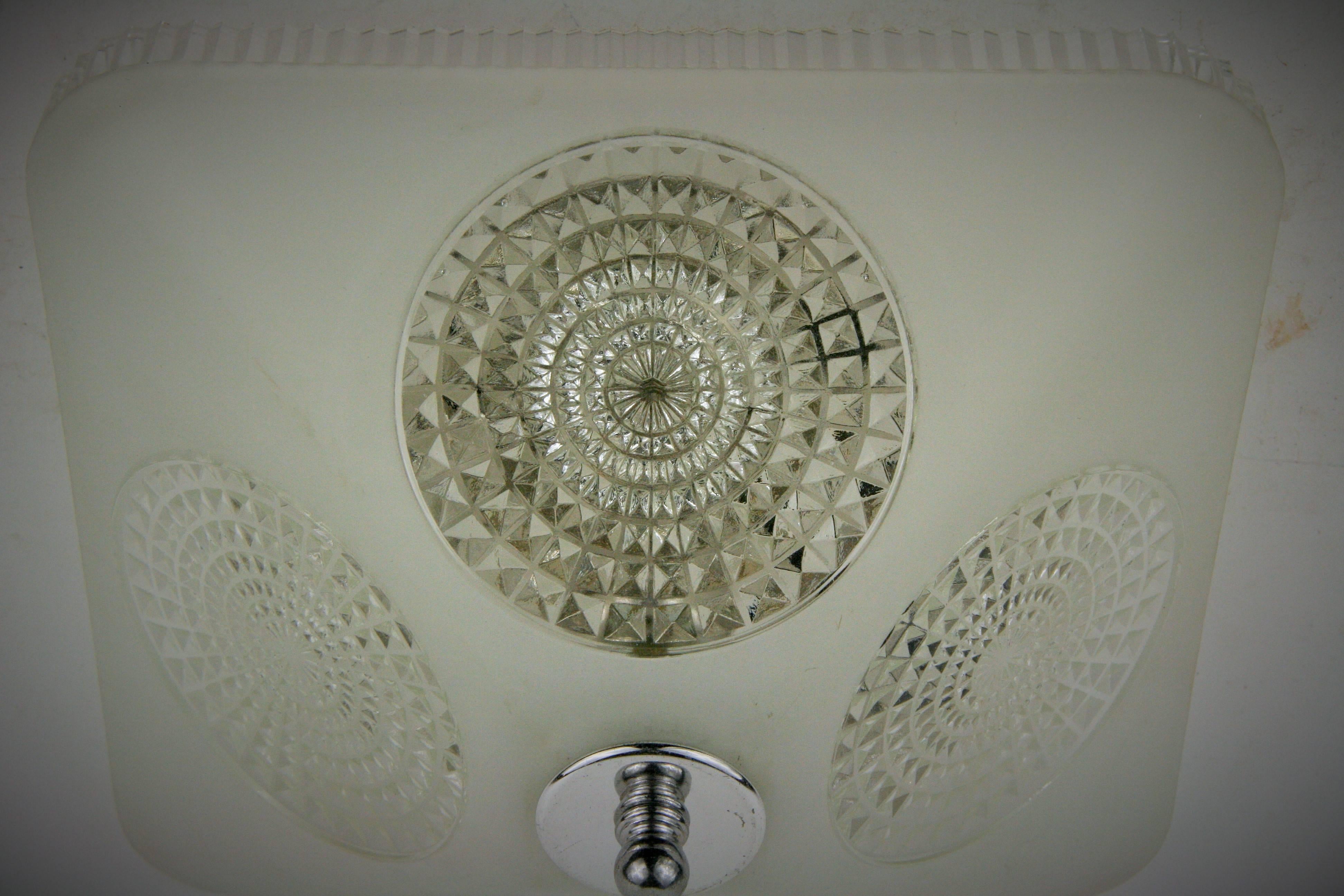 Deco Square Flush Mount(2 available) In Good Condition In Douglas Manor, NY