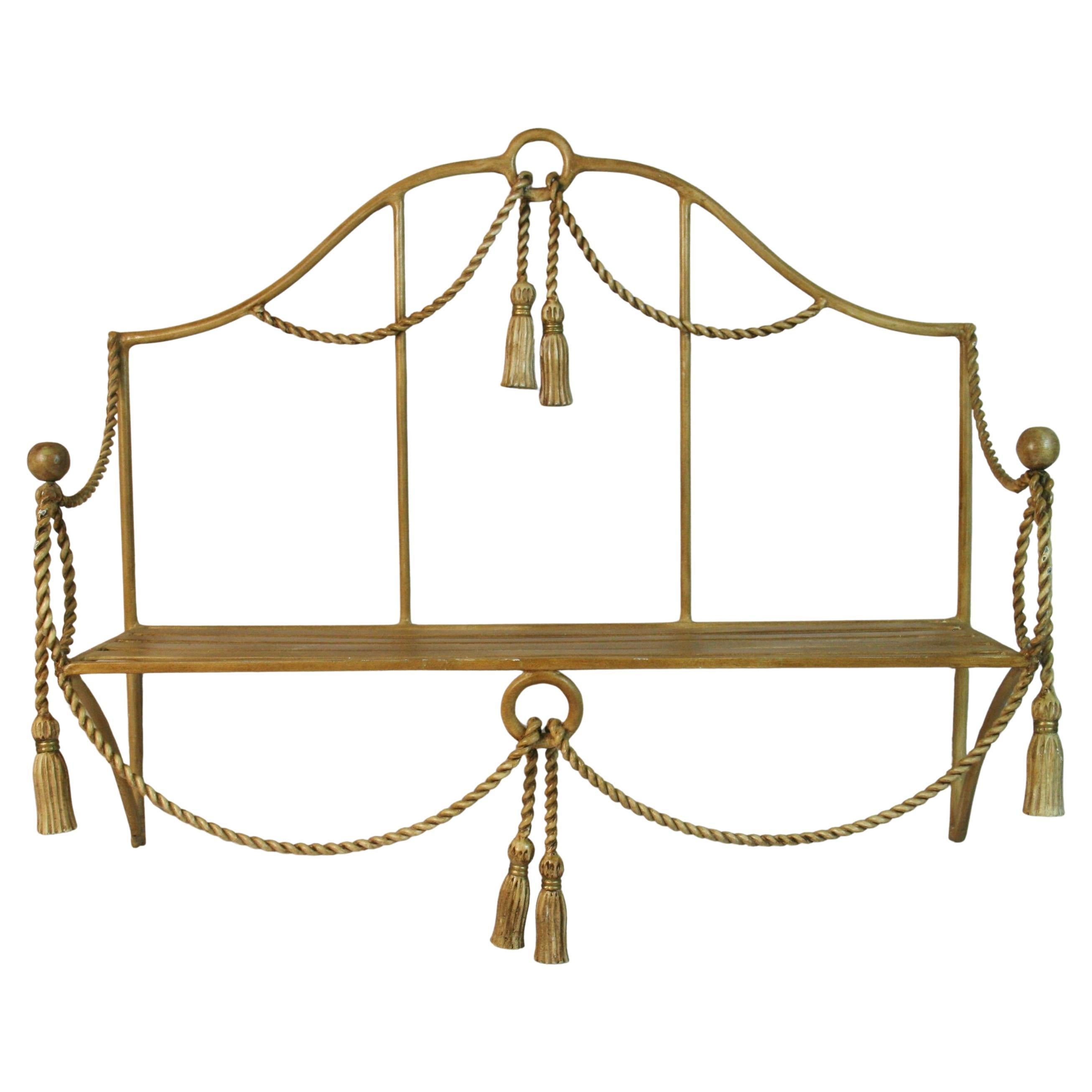 1834 Italian rope and tassel painted metal shelf.
shelf size 8x23.5