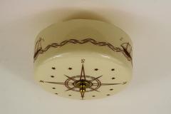 Nautical Wheel Glass Semi Flush Mount