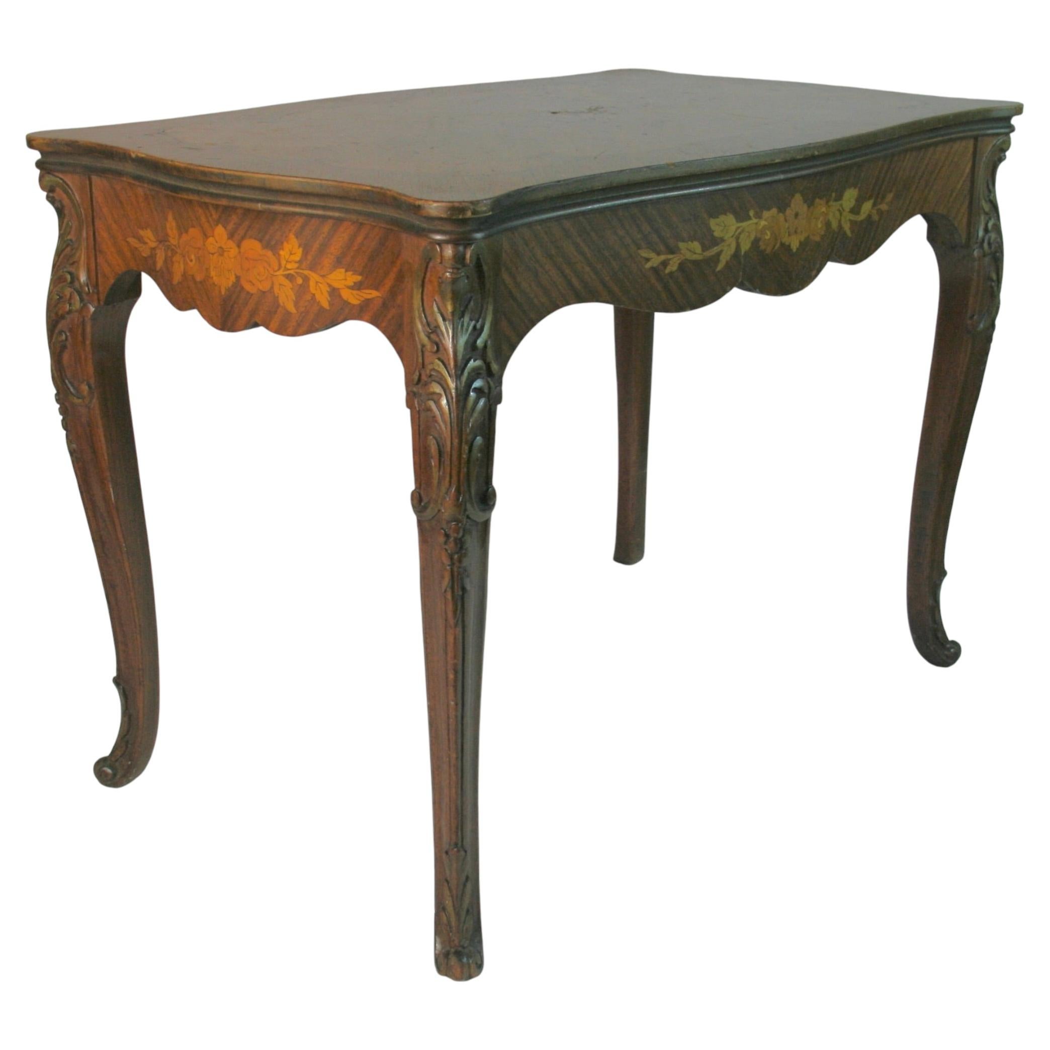 Antique French Inlaid Coffee Table1930 For Sale