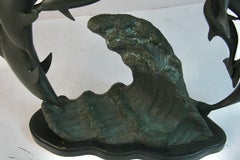 Vintage Italian Large Bronze Dolphin Pod Sculpture