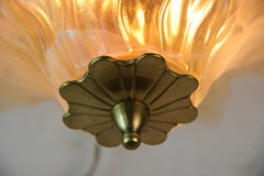 Lustre vintage italien en verre à motifs floraux