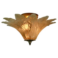 Lustre vintage italien en verre à motifs floraux