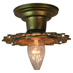 Antique Italian Bronze Flower Ceiling Light/ Sconce
