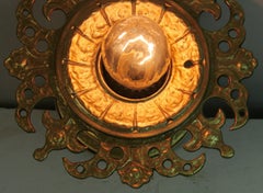 Antique Italian Bronze Flower Ceiling Light/ Sconce
