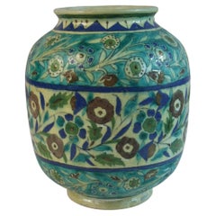 Vintage Hand Painted and Incised Blue Tone Vase