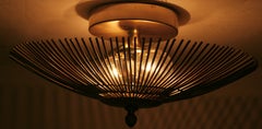 Italian Gilt Brass Wire Star Flushmount Ceiling Light