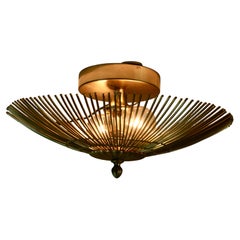 Italian Gilt Brass Wire Star Flushmount Ceiling Light