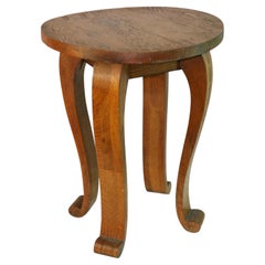 Französischer Vintage-Beistelltisch/Hocker aus massiver Eiche, handgefertigt