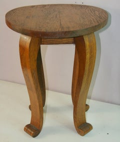 Französischer Vintage-Beistelltisch/Hocker aus massiver Eiche, handgefertigt