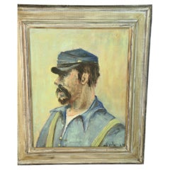 Portrait of a Civil War Federal Soldier Woof Frame Signed