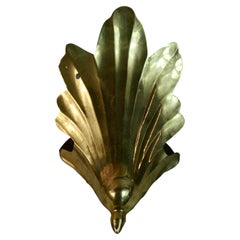 Regency Brass Acanthus Leaf Sculptural Wall Sconces a Pair