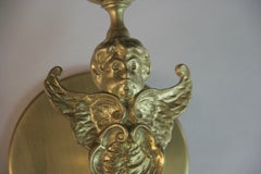 Antique Italian Bronze Winged Cherub Wall Sconces