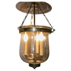 Antique English Hand Blown Bell Jar Lantern / Pendant